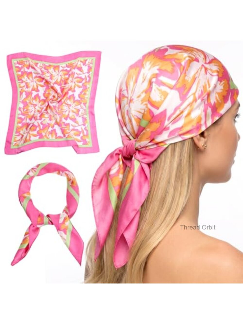 Silk Satin Square Scarf 27.5in Women Head Neck Wrap